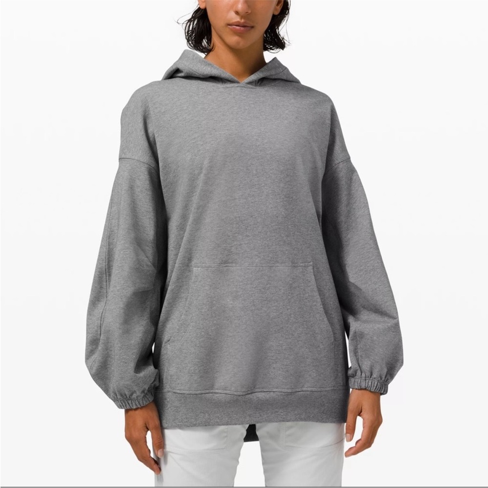Lululemon LA PLEATED SLEEVE OVERSIZED HOODIE in Heathered Core Medium Grey XS/S